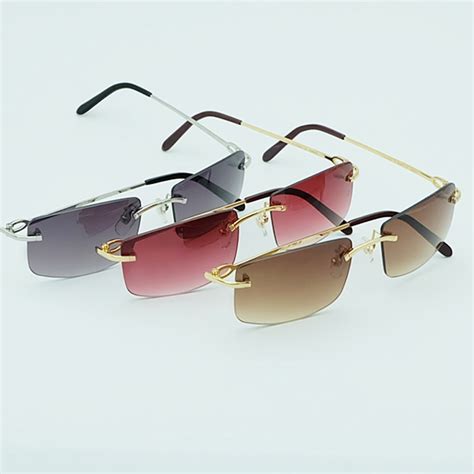 square rimless sunglasses mens designer